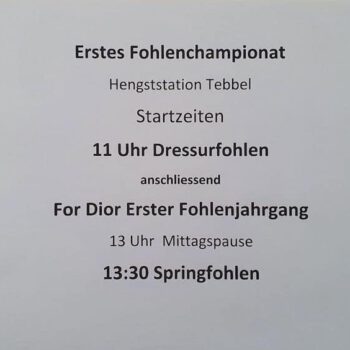 Starterliste RT-Fohlenchampionat
